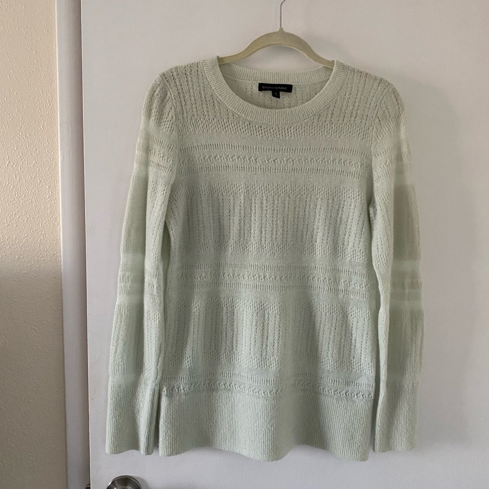 Banana Republic Mint Knit Open Knit Sweater, merino dainty coquettecore small